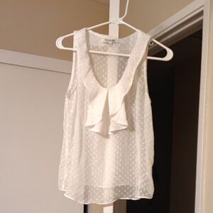 Forever 21 White Sleeveless Polka Dot Blouse